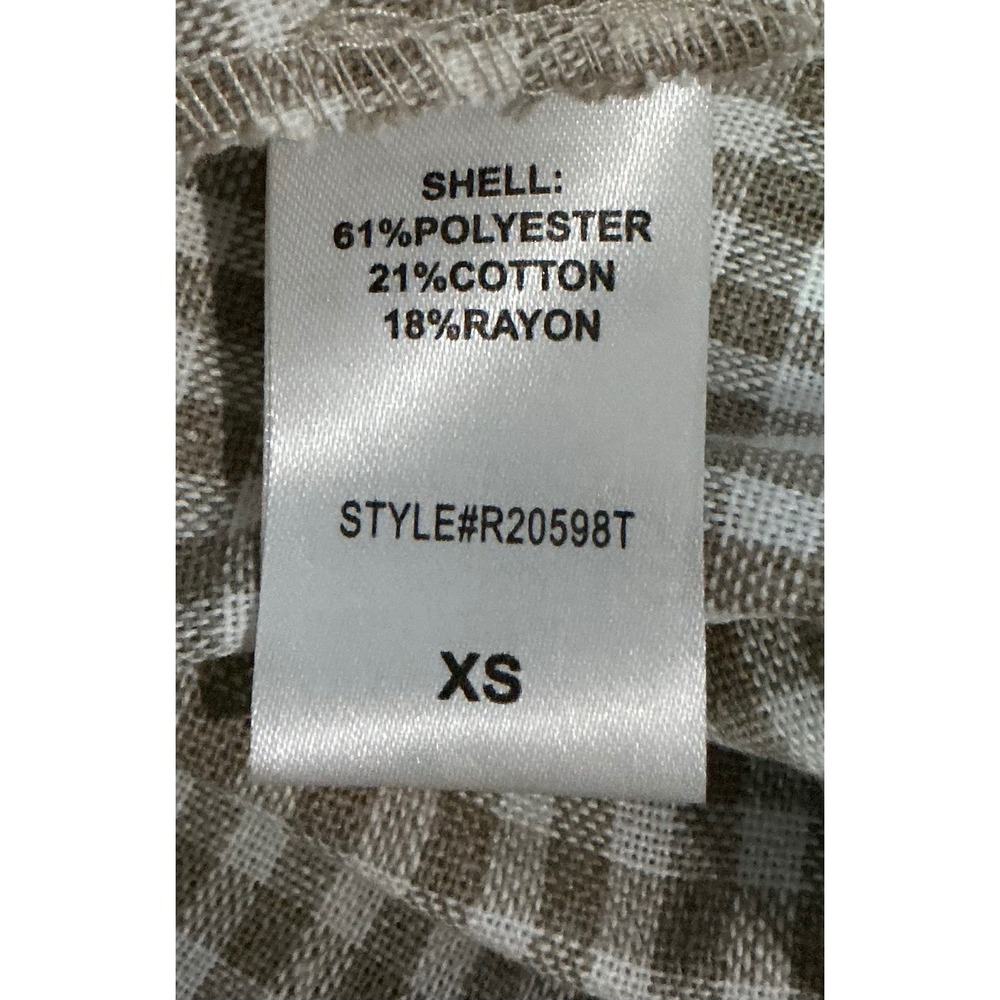 Pomander Place Tuckernuck Gingham Abigail Dress Tan White Puff Sleeve Mini XS - Picture 4 of 4